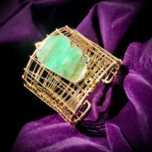 Australian Jade 14K gold plated Bangle Bracelet